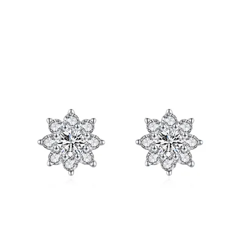 Orecchini a Bottone a Fiore in Argento Sterling 925 per Donna Minimalista Zirconia Intarsiato Gioielli Ipoallergenici Stile Coreano Semplici Accessori Floreali