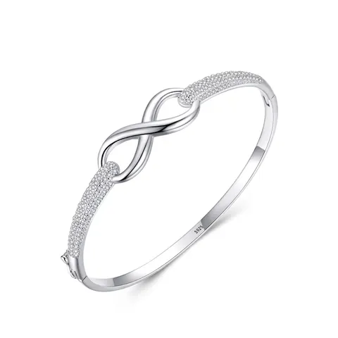 925 Sterlingsilber Unendlichkeitssymbol Armreif Armband Für Damen Strass Eingelegt Mode Hand Schmuck Zubehör Geschenk