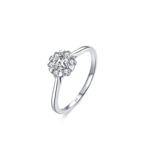 Anillo de Flores de Plata de Ley 925 para Mujer Circonia Micro-Pavé Compromiso Boda Joyería Galvanizada Regalo