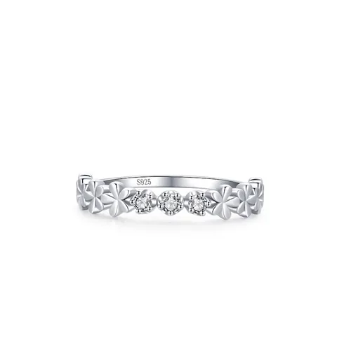 925 Sterling Silver Daisy Flower Ring With Zirconia Sparkling Floral Open Ring Minimalist Fashion Jewelry For Women