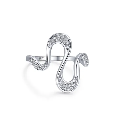 S925 Sterlingsilber Geometrische Welle Ring Für Damen Eingelegt Zirkonia Unregelmäßige Kurve Exquisite Mode Schmuck Geschenk