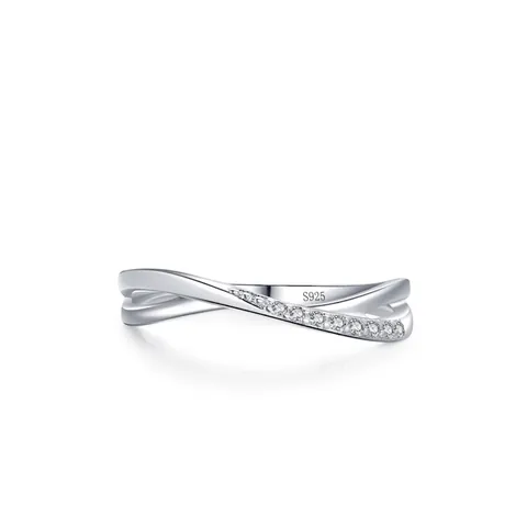 S925 Sterling Zilveren Kruisring Voor Dames Minimalistische Zirconia Ingelegde Mode Woon-Werkverkeer Sieraden Elegante Vingerring Cadeau
