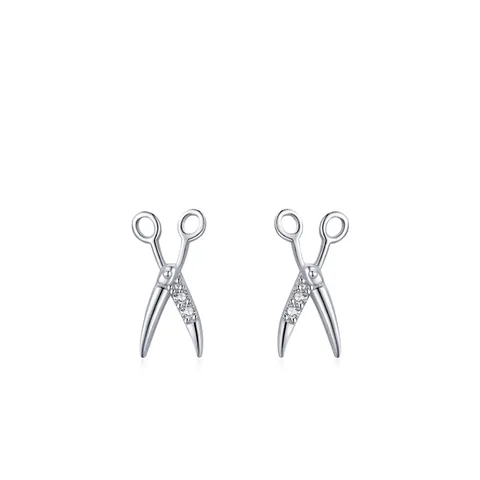 Orecchini a Bottone a Forma di Forbice in Argento Sterling 925 Creativi con Zirconia Intarsiata Gioielli Orecchini per Donne Ragazze Regalo