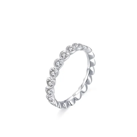S925 Sterling Silver Heart Ring For Women Elegant Rhinestone Geometric Band Finger Ring Stylish Commuter Fine Jewelry Gift