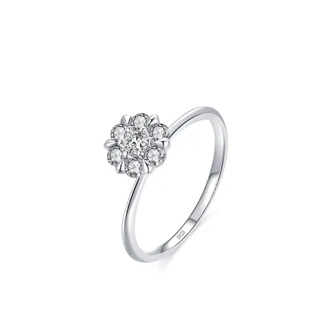 Luxury 925 Sterling Silver Flower Cluster Ring For Women Platinum Plated Zirconia Inlaid Elegant Wedding Jewelry Ring