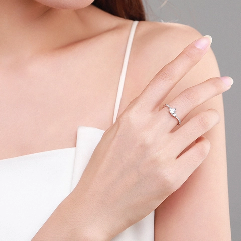 S925 Sterling Silver Heart Ring For Women Minimalist Zirconia Inlaid Finger Ring Light Luxury Jewelry Valentine Day Gift