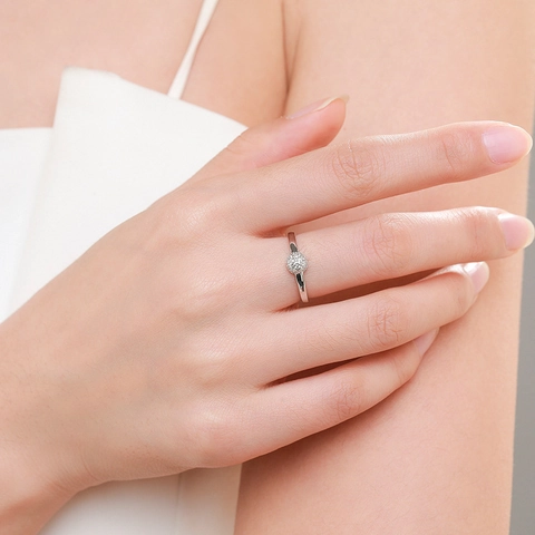 925 Sterlingsilber Ring Für Damen Mikro-Zirkonia Geometrischer Kugelring Leichter Luxus Mode Schmuck Accessoire Geschenk