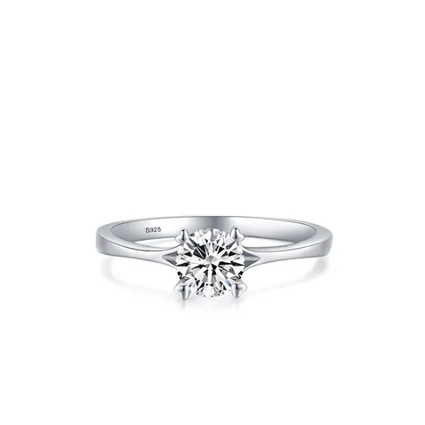 Classic 925 Sterling Silver Solitaire Ring For Women Round Brilliant Cut Zirconia Engagement Wedding Jewelry Gift