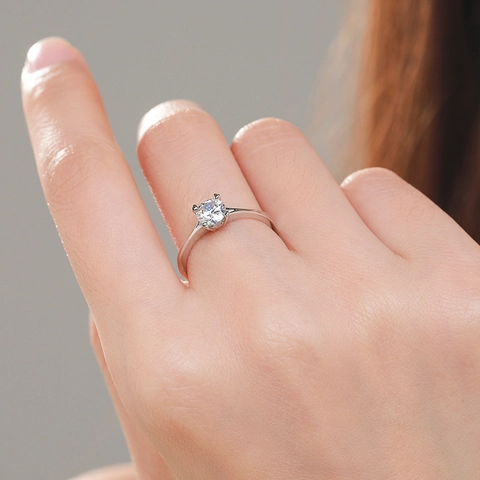 Classic 925 Sterling Silver Solitaire Ring For Women Round Brilliant Cut Zirconia Engagement Wedding Jewelry Gift