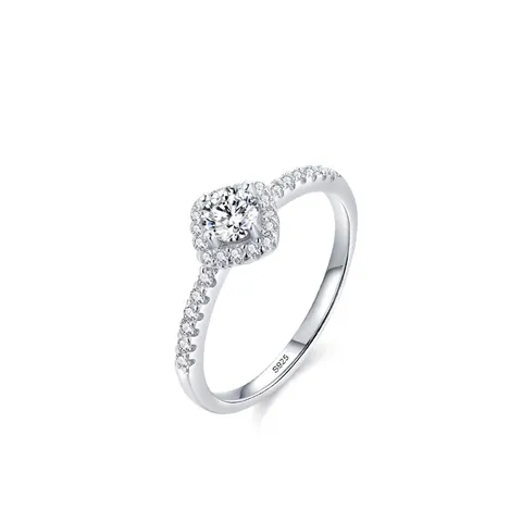 Luxe S925 Sterling Zilver Vierkante Halo Zirkonia Ring Voor Vrouwen Geometrische Micro Pavé Vingerring Mode Sieraden