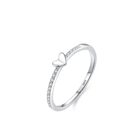 S925 Sterling Silver Heart Ring For Women Elegant Zirconia Inlaid Love Heart Finger Ring Fashion Jewelry Valentine Day Gift