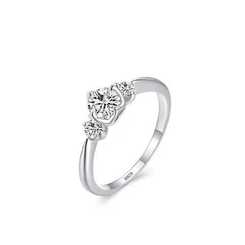 925 Sterling Silver Three Stone Heart Round Zirconia Ring For Women Luxury Wedding Engagement Fashion Jewelry Finger Ring