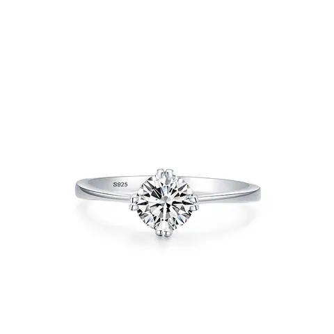 Anello in Argento Sterling 925 per Donna Design Minimalista Anello Solitario in Zirconia Semplice Anello di Fidanzamento Gioielli di Moda