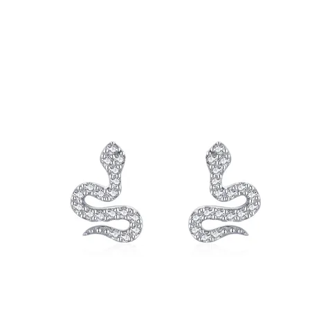 925 Sterlingsilber Schlange Ohrstecker Für Damen Zirkonia Tier Serpent Piercing Schmuck Geschenk Mode Accessoires