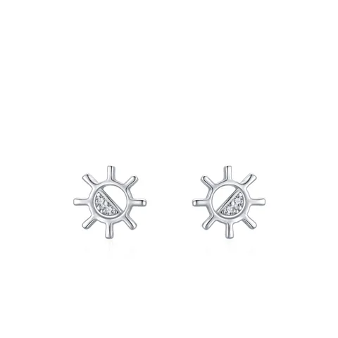 Pendientes de Botón de Sol de Plata de Ley S925 para Mujer Minimalista Micro Incrustación Circonia Geométrica Joyería Regalo