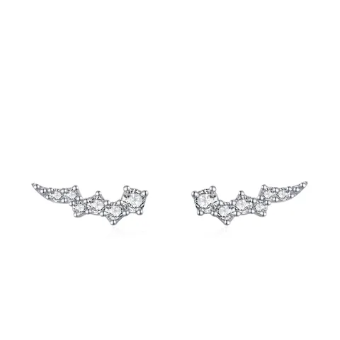 S925 Sterling Silber Eingelegt Zirkonia Welle Ohrstecker Nischendesign Flügelform Minimalistischer Geometrischer Schmuck Ohrringe Für Damen
