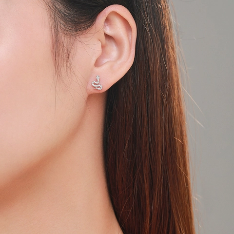 925 Sterlingsilber Schlange Ohrstecker Für Damen Zirkonia Tier Serpent Piercing Schmuck Geschenk Mode Accessoires
