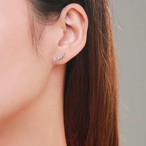 S925 Sterling Silber Eingelegt Zirkonia Welle Ohrstecker Nischendesign Flügelform Minimalistischer Geometrischer Schmuck Ohrringe Für Damen