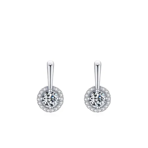 925 Sterlingsilber Rund Halo Ohrstecker Für Damen Weiß Zirkonia Elegant Geometrisch Mode Schmuck Glänzendes Accessoire