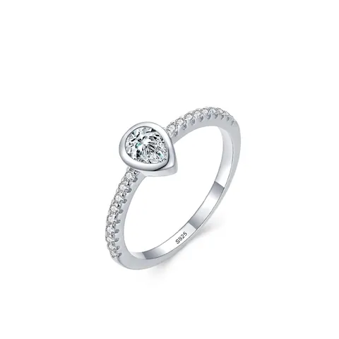 S925 Sterling Silver Water Drop Zirconia Ring For Women Simple Aesthetic Pear Cut Inlaid Zircon Ring Engagement Wedding Jewelry