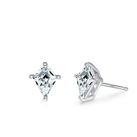 925 Sterlingsilber Rhombus Drachenschliff Ohrstecker Für Damen Klare Zirkonia Eingelegt Geometrisch Chic Minimalist Silber Modeschmuck