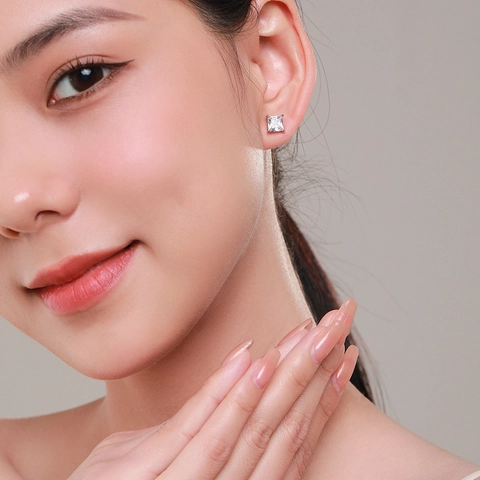 925 Sterlingsilber Quadratische Zirkonia Ohrstecker Für Damen Minimalistischer Eingelegter Schmuck Quadratisch Geschliffene Ohrringe