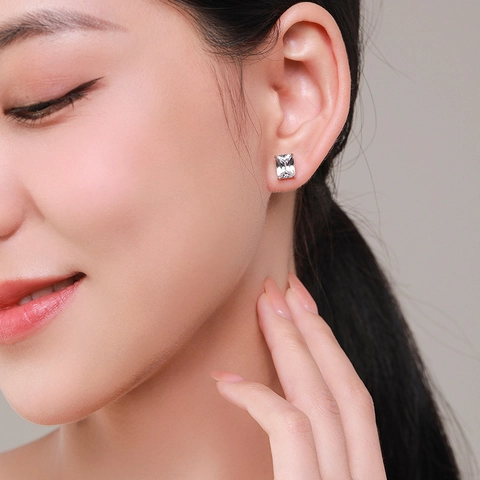 925 Sterlingsilber Rechteckige Strass Ohrstecker Für Damen Elegante Minimalistische Geometrische Silber Ohrringe Schmuck Geschenk