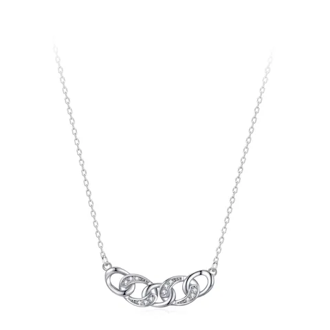 925 Sterlingsilber Geometrische Verbundene Ringe Anhänger Halskette Für Damen Luxus Zirkonia Eingelegt Mode Schmuck Geschenk