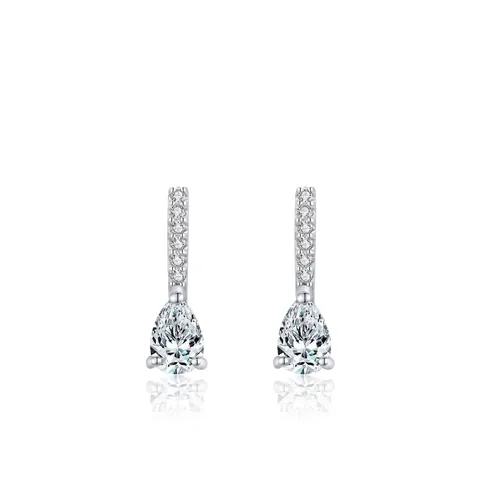 Pendientes de Botón de Plata de Ley 925 con Gota de Agua y Circonia Joyas Elegantes de Corte Pera para Mujer Moda Chic
