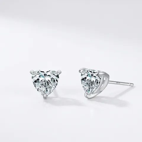 Classici Orecchini a Bottone in Zirconia a Forma di Cuore per Donna Argento Sterling 925 Piccoli Orecchini a Cuore Moda Gioielli