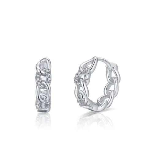 925 Sterlingsilber Kettenglied Creolen Für Damen Mikro Pavé Zirkonia Geometrische Cuban Link Huggie Schmuck Geschenk