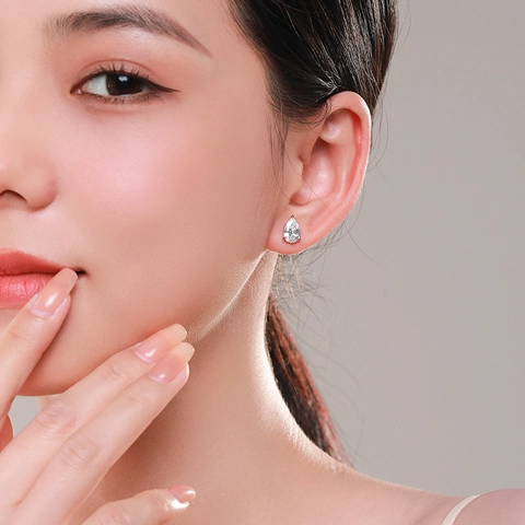 Boucles d'Oreilles Clous en Argent Sterling 925 Goutte d'Eau Zirconia Pour Femmes Minimaliste Zirconia Cubique Coupe Poire Bijoux