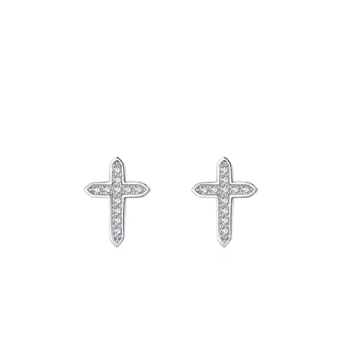 925 Sterling Silver Cross Stud Earrings With Zirconia Minimalist Fashion Jewelry For Women Daily Wedding Party Accessories