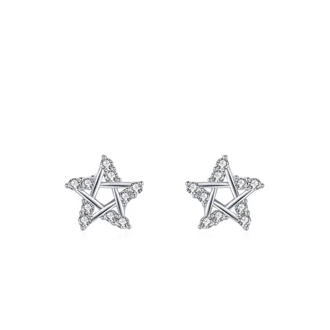 Orecchini a Bottone a Stella in Argento Sterling S925 per Donna Squisiti Orecchini a Stella Cavi con Zirconia Intarsiata