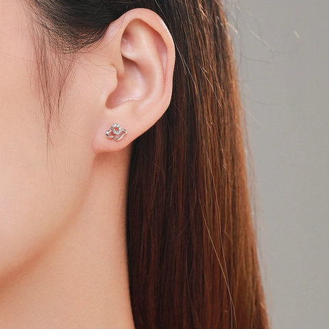 Orecchini a Bottone in Argento Sterling S925 Nuvola della Fortuna Per Donna Stile Coreano Micro Intarsiato Zirconia Piccoli Gioielli Freschi