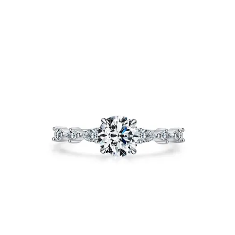 925 Sterling Silver Round Cut Zirconia Engagement Ring Shiny Fashion Finger Ring Jewelry For Women Wedding Gift