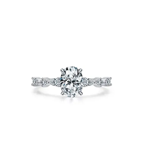 Anello in Argento Sterling S925 Ovale in Zirconia Cubica per Donna Elegante Zircone Intarsiato Fidanzamento Matrimonio Gioielli