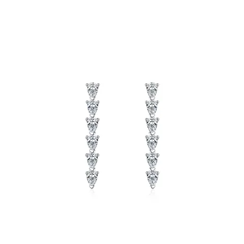 925 Sterling Zilver Waterdruppel Zirconia Oorknopjes Voor Vrouwen Elegante Peervormige Hangende Oorbellen Ingelegde Sieraden Cadeau