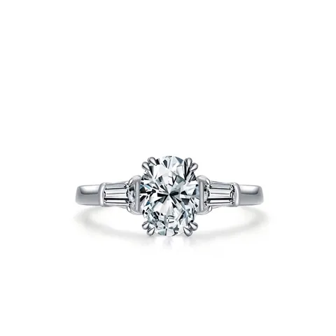 925 Sterlingsilber Zirkonia Ring Für Damen Eleganter Ovalschliff Drei Steine Verlobungsring Baguette Seitensteine Schmuck