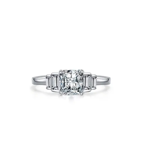 Anello Geometrico in Argento Sterling 925 con Zirconia per Donna Gioielli da Mano con Taglio Smeraldo Scintillante Regalo per Matrimonio Festa