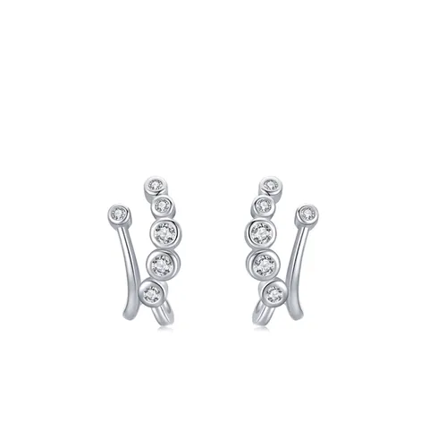 925 Sterlingsilber Doppellagige Blasen Ohrstecker Mikro Eingelegte Zirkonia Geometrische C-Form Schmuck Für Damen Geschenk