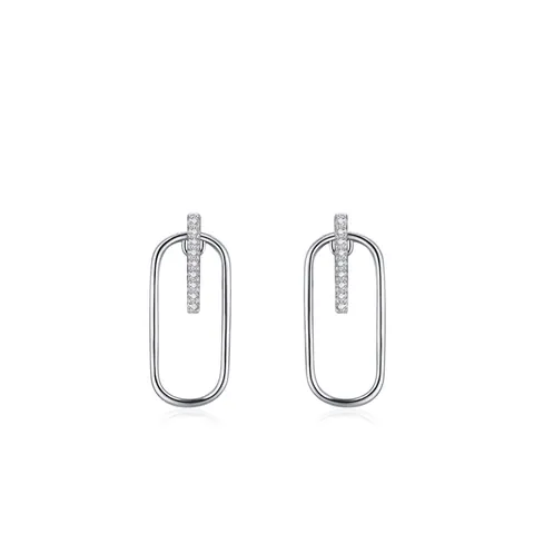 925 Sterlingsilber Geometrische Ovale Ohrstecker Für Damen Mikro-Eingelegte Zirkonia Einfacher Minimalistischer Abnehmbarer Schmuck