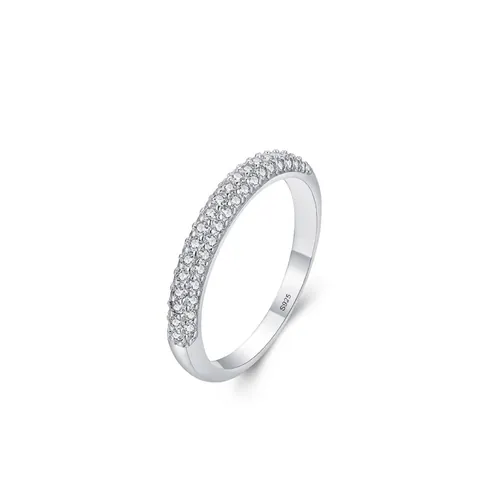 Luxury 925 Sterling Silver Stackable Pave Rhinestone Ring For Women Elegant Geometric Finger Ring Minimalist Jewelry Gift