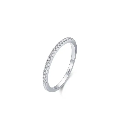 925 Sterling Silver Ring For Women Minimalist Micro Pave Zirconia Eternity Band Stackable Thin Finger Ring Jewelry Gift