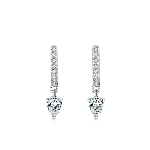 925 Sterling Silver Water Drop Hoop Earrings For Women Luxury Pear Cut Zirconia Pendant Earrings Geometric Micro Inlaid Jewelry