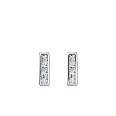 925 Sterling Zilveren Geometrische Vierkante Strass Oorknopjes Voor Vrouwen Koreaanse Stijl Minimalistische Gepolijste Sieraden Cadeau