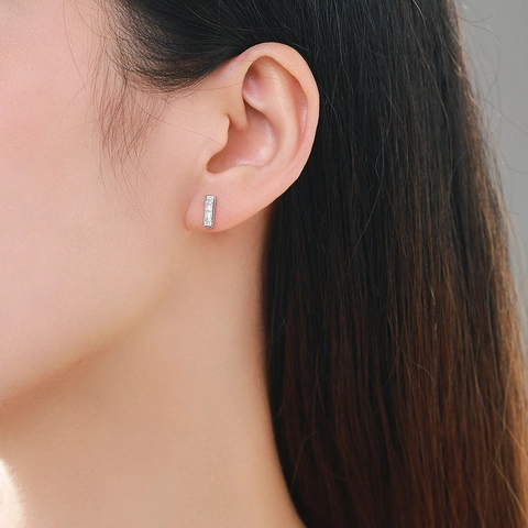 925 Sterling Zilveren Geometrische Vierkante Strass Oorknopjes Voor Vrouwen Koreaanse Stijl Minimalistische Gepolijste Sieraden Cadeau
