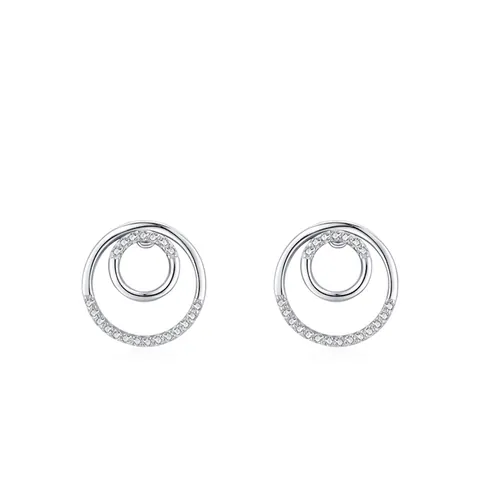 925 Sterlingsilber Rund Mikro Eingelegt Zirkonia Ohrstecker Für Damen Nischendesign Geometrische Ohrringe Schmuck