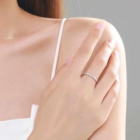Minimalistisch 925 Sterlingsilber Zirkonia Stapelbarer Ring Für Damen Eleganter Geometrischer Runder Fingerring Schmuck Geschenk