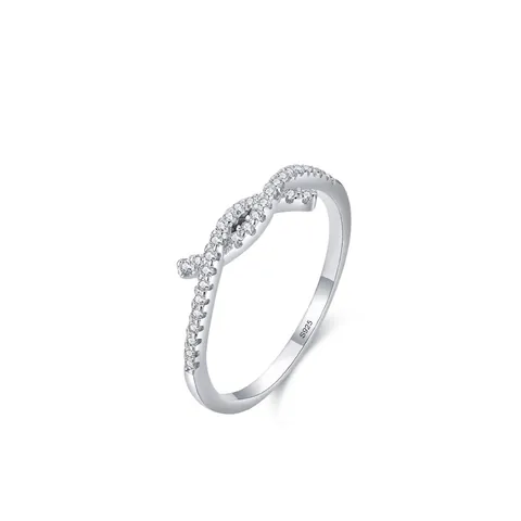 S925 Sterling Silver Knot Ring For Women Light Luxury Zirconia Inlaid Geometric Minimalist Finger Ring Fashion Jewelry Gift